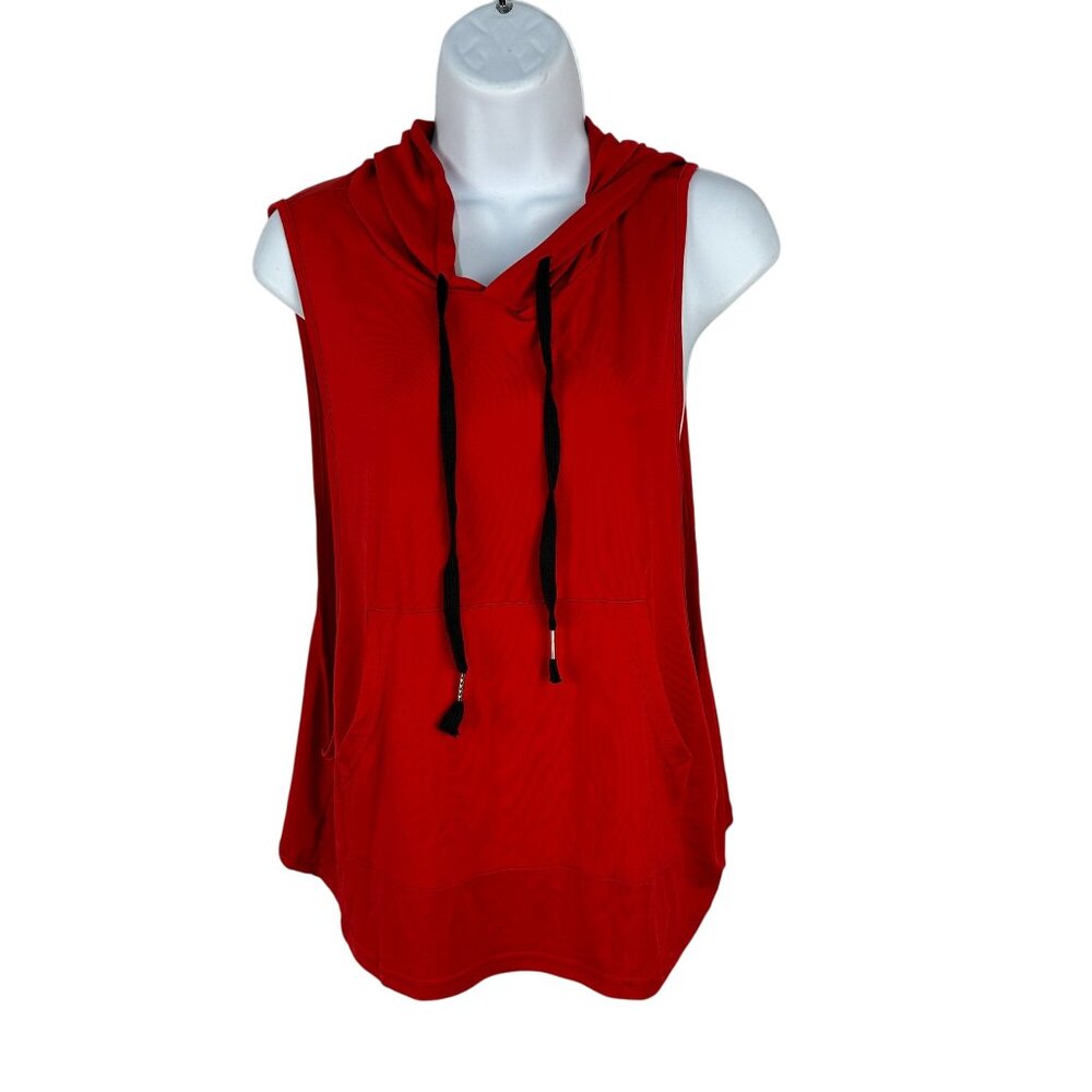 Sleeveless Red Hoodie Top With Pockets By Shein Size S